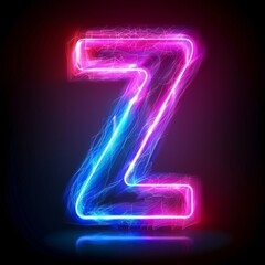 Letter Z neon sign on dark background