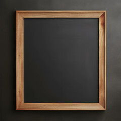 Empty wooden frame with a blank blackboard background. Perfect for educational, artistic, and customizable design projects.