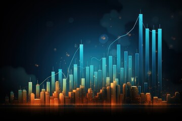 Finance chart,stock market business and exchange financial growth graph. Stock market investment trading graph growth.