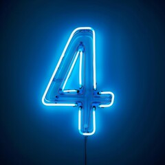 Number 4 neon sign number four on a dark background