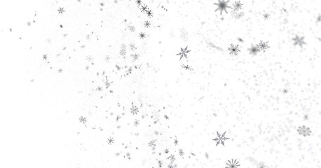 Snowflake Dance: Radiant 3D Illustration Showcasing Falling Christmas Snowflakes in Harmony