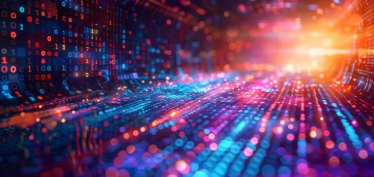 Cyber code breaker navigating digital waves copy space, tech hacking, vibrant, composite, cyber setting
