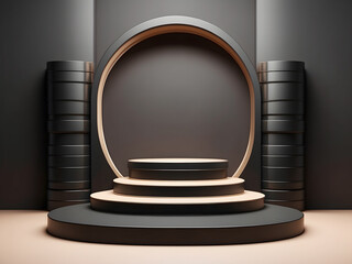 3d round or square podium stage for Black Friday sale design.
