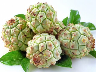 Fototapeta premium Cherimoya on white background. ai generated 