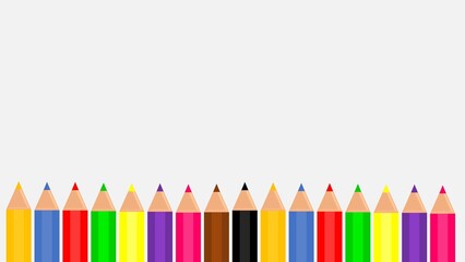 back to school background illustration with colored pencil and copy space