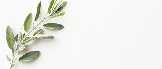 Sage leaf with copyspace on a white background