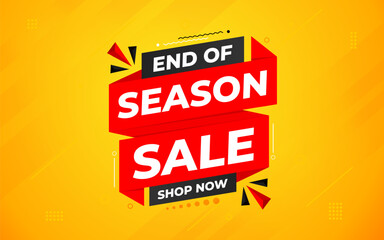 End Of Season Sale banner. Season offer price label design. Product discount festival tag design. Season Super Sale banner template. Flat sale Vector Illustration.