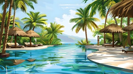 Fototapeta premium Tropical Resort Paradise: A Luxurious Summer Escape