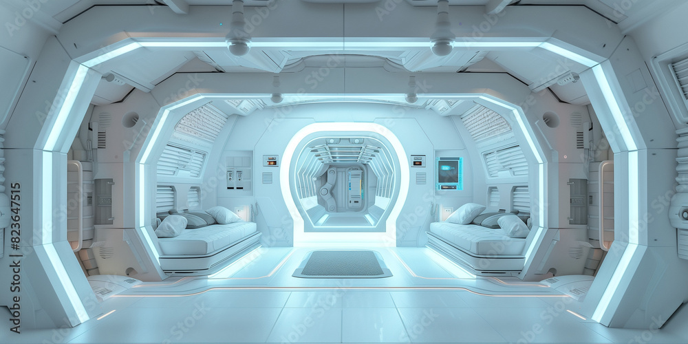 Wall mural sci fi spaceship interior background