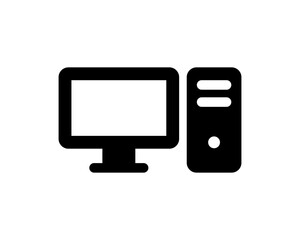 Desktop PC icon. Computer and monitor simple illustration.