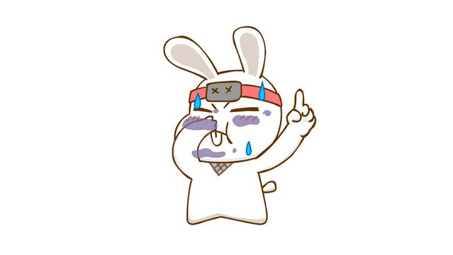 Animated Ninja Rabbit Farting with White Background