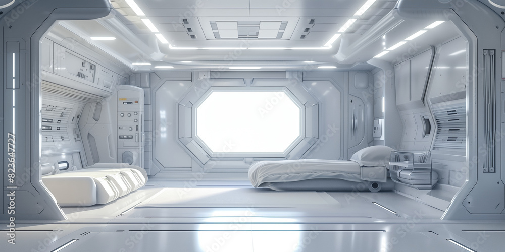 Wall mural sci fi white interior