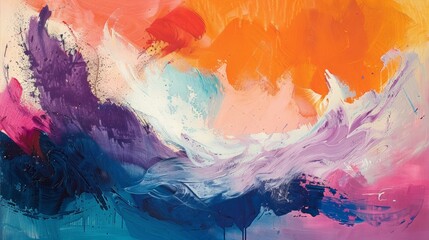 A vibrant abstract painting that evokes a sense of energy, movement, and creativity.