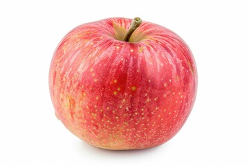 Single ripe apple with a glossy surface isolated on white background