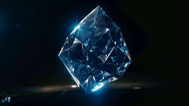 Abstract blue crystal growth time lapse black background
