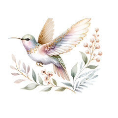 Obraz premium Elegant Hummingbird Illustrations with Ornate Details 