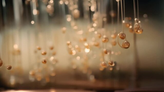 Abtract glossy golden particles microscopic molecules science