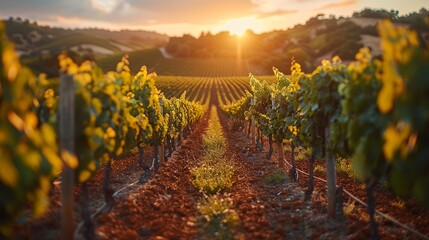 Naklejka premium Summer Vineyard at Dusk