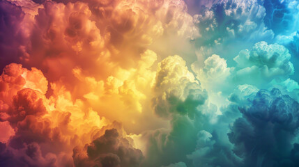 A rainbow of clouds fills the sky in this vibrant image.