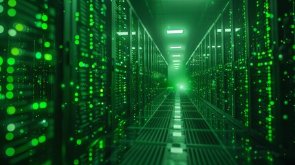 Cyber protection network selective focus, data defense, realistic, overlay, server room