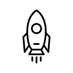 Rocket line icon. Rocket icon. Spaceship icon isolated on white background. Transparent background, minimalist symbol. Vector images