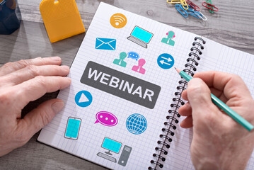 Webinar concept on a notepad