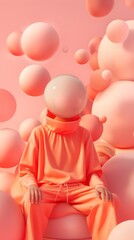 Obraz premium Vertical Image Of A Model Wearing Colorful Clothing, And Pink Ball Hat.