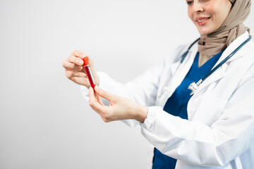 blood test, Doctor holding test glass tube Medical technology concept.