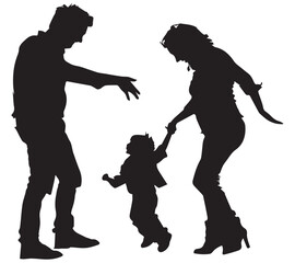 vector silhouette of family collection