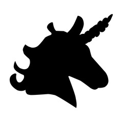 Unicorn head silhouette set. Hand drawn Vector illustration