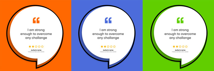 3D bubble testimonial banner, quote, infographic. Social media post template designs for quotes. Empty speech bubbles, quote bubbles and text box. Vector Illustration EPS10.