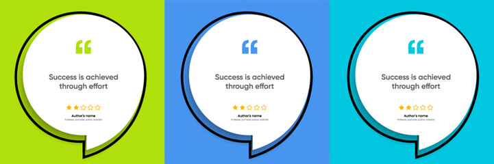 3D bubble testimonial banner, quote, infographic. Social media post template designs for quotes. Empty speech bubbles, quote bubbles and text box. Vector Illustration EPS10.