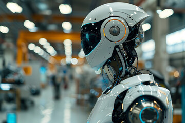 Fototapeta premium Creative Geerative AI artwork picture of futuristic modern technology robot in modern life human helper