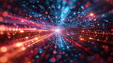 Fototapeta premium Digital tech explosion in abstract form close up, global connectivity, realistic, blend mode, cyber space