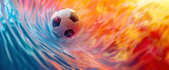 Football Flying Through A Vortex Of Colors With Copy Space, Football Background