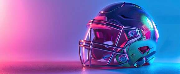 Football Helmet With Holographic Effects And Colors With Copy Space, Football Background