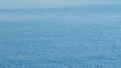 Calm Sea And Blue Clear Sky. Dark And Blue Ocean. Beautiful Seascape Panorama. Still.