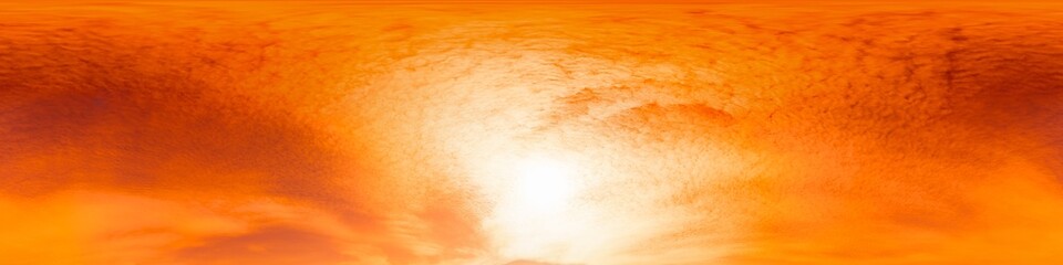 360 panorama of glowing sunset sky with bright pink Cirrus clouds. HDR 360 seamless spherical...