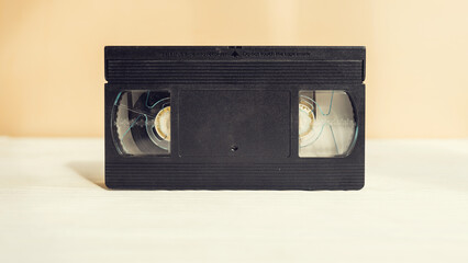 Obraz premium Video cassette tape. Retro videotape with movie.