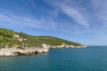 Sea stacks and beach at Gargano National Park, Italy