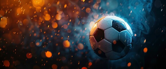 Glowing Football In An Abstract Dark Void With Copy Space, Football Background