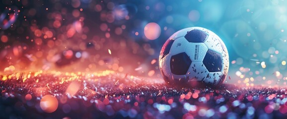 Glowing Football In An Abstract Digital Space With Copy Space, Football Background