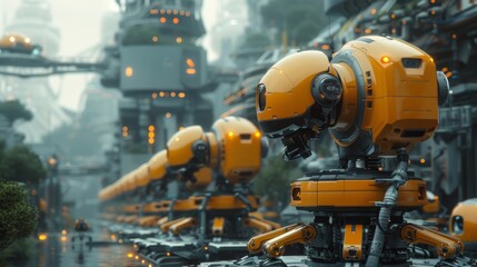 cutting-edge robots in a future factory showcase the industrys automation advancement