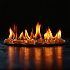 Fire flames on a black background. Made with generative ai