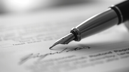 Fototapeta premium Close-Up of a Pen Signing a Contract