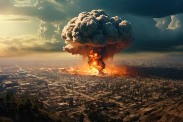 War's Fury: A Massive Mushroom Cloud Engulfs the Desolate City