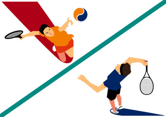 Tennis players (v. 001b, white background)