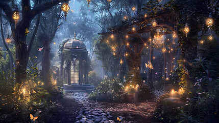 Fototapeta premium Enchated Garden in night