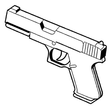gun and bullets, glock vector illustration icon
