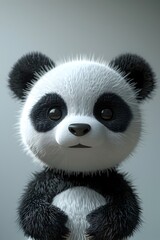 Charming 3D Panda Bear in Minimalist Gradient Background with Cinematic Photographic Style